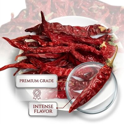 Stemless Dried Red Chili Peppers Natural Sundried Chile Rojo Export Grade Whole Pods 4-7cm 20000-50000SHU Wholesale