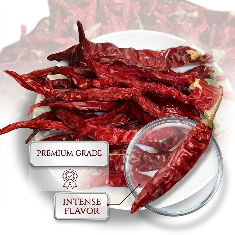 Stemless Dried Red Chili Peppers Natural Sundried Chile Rojo Export Grade Whole Pods 4-7cm 20000-50000SHU Wholesale